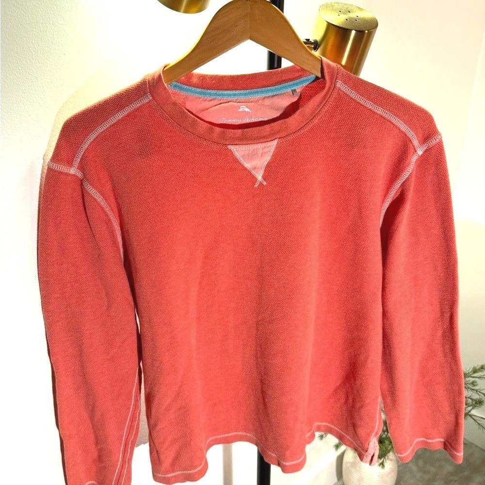 Tommy Bahama pullover boxy loose jersey med contrast stitch cool nite vacation